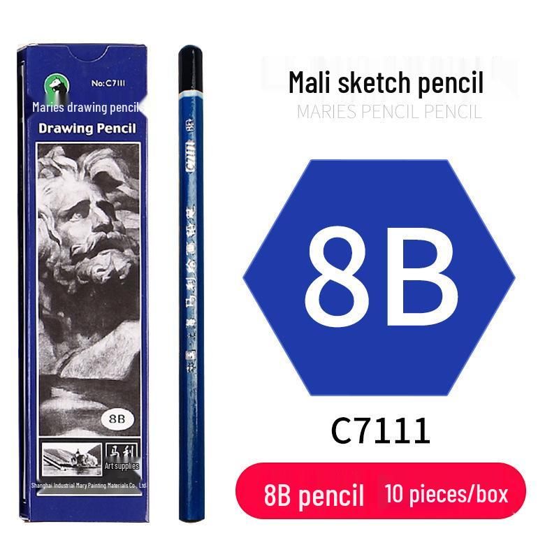 Mali Student Sketching & Drawing Pencil Set: Includes 2B, 4B, 14B soft, medium, hard, and charcoal pencils ideal for art exams.