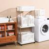 Laundry Basket Trolley Plastic Clothes Basket Widening Raising Space Saving and Labor-saving Storage Basket for Dirty Clothes