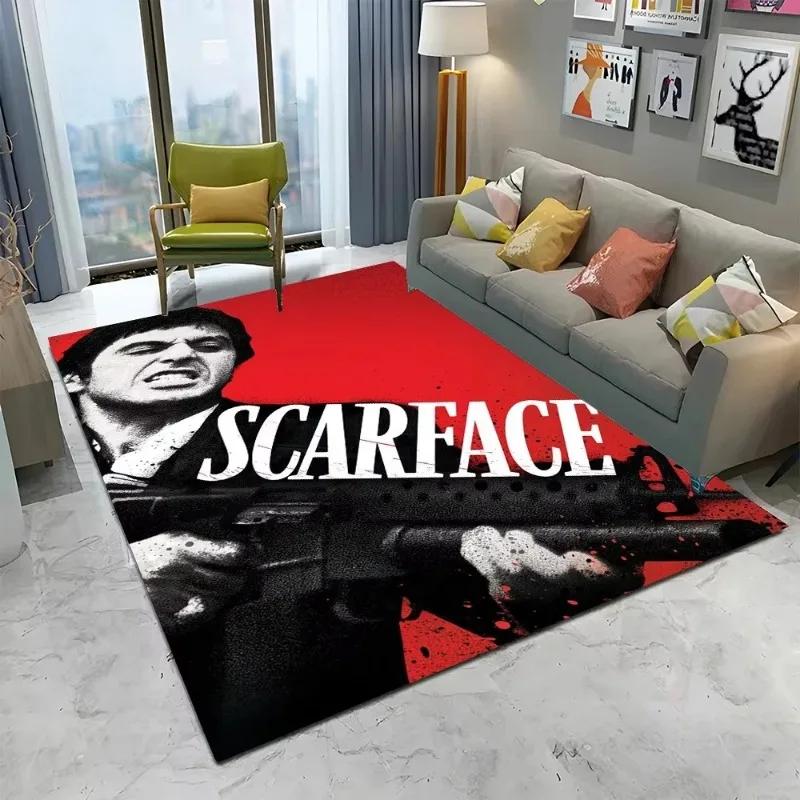 VIKAMA Scarface 3D Visual Rug Tony Classic Movie Carpet Non Slip Floor Mat Living Room Bedroom Sofa Decor Kids Playroom