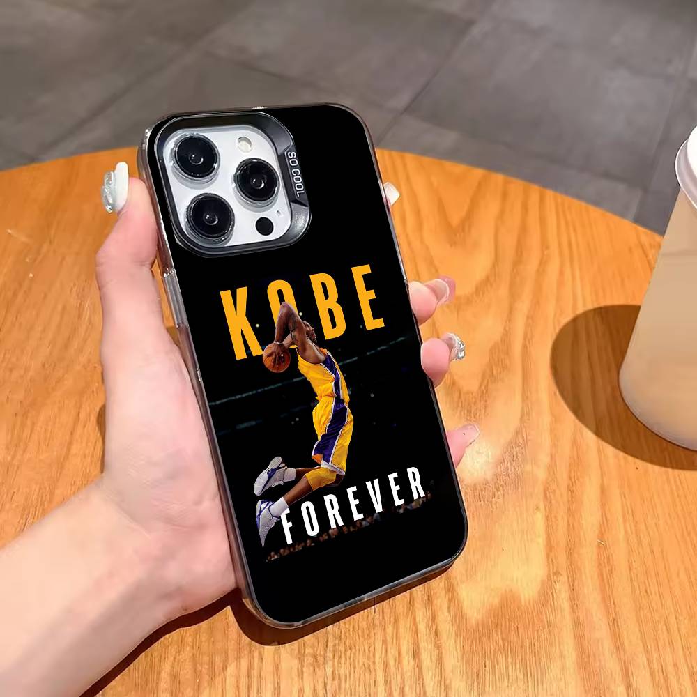K-Kobe B-Bryant 24 Чехол для телефона для iPhone17,16,15,14,13,12,11,Pro,MAX Серый Матовый Силиконовый Черный Чехол
