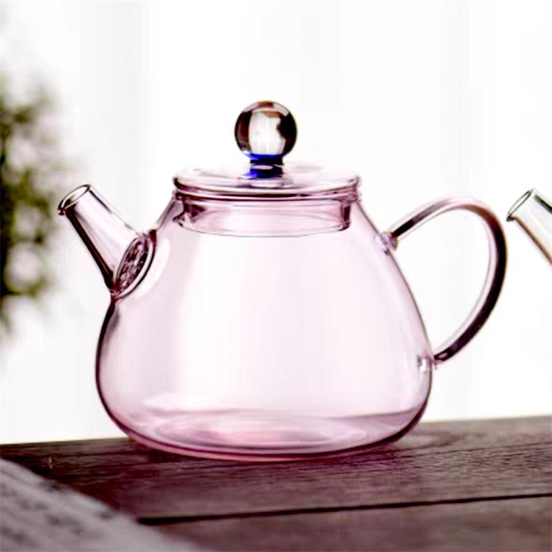 Чайник для заваривания чая One Person Pink 200ml Small Glass Teaware, термостойкий, для зеленого чая, цветочный чайник, набор для приготовления чая Kungfu
