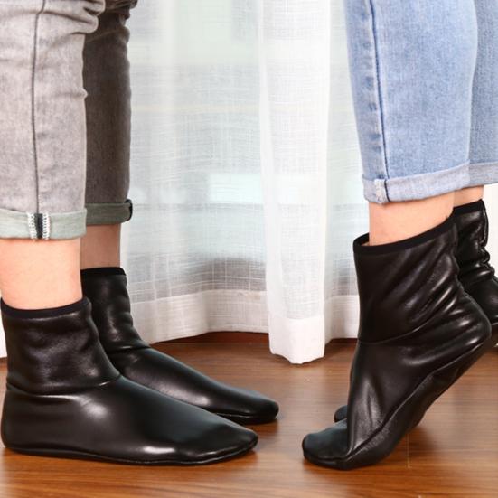 Носки-тапочки из искусственной кожи для мужчин, водонепроницаемые, теплые, для дома, нескользящие, на флисовой подкладке, зимние носки для спальни, игровой комнаты, для ношения на улице