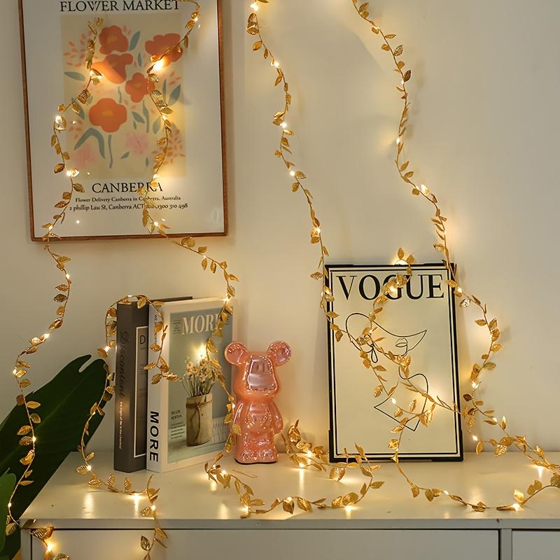 1 шт. 2 м 20 светодиодов Золотые крошечные листья Гирлянды на батарейках Светодиодные медные проволочные гирлянды для свадьбы, дома, вечеринки, DIY, рождественского декора