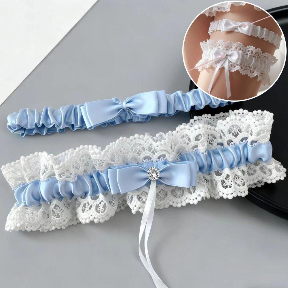 Bowknot Lolita Leg Rings Set Ruffled Lace Thigh Ring Fashion Sexy Leg Loop Girls