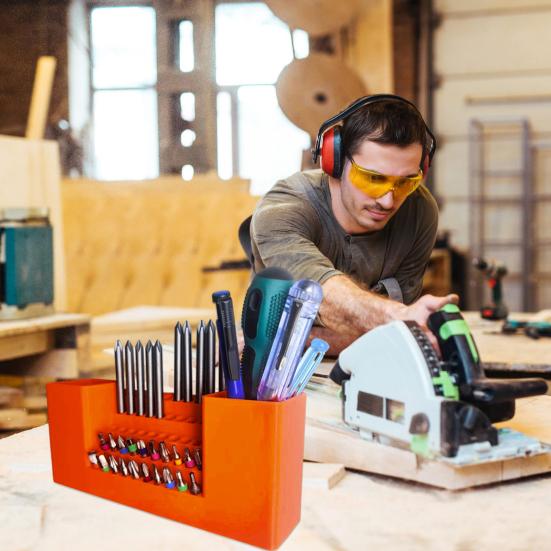 50-Hole Drill Bit Organizer Hex Bit Storage Box Screwdriver Bits Holder Impact Driver Bit Organizer Tool Box for Workbench Shed Workshop