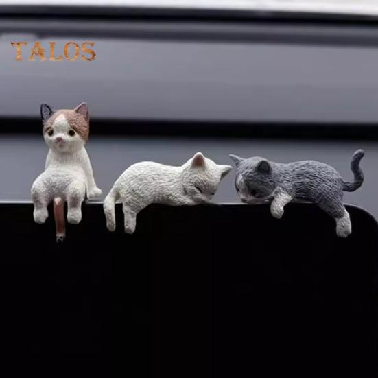 1/2/4Pcs Mini Cat Figurine Car Dashboard Central Control Display Screen Mount Sleeping Lying Sitting Kitten Statue Animal Sculpture Ornament