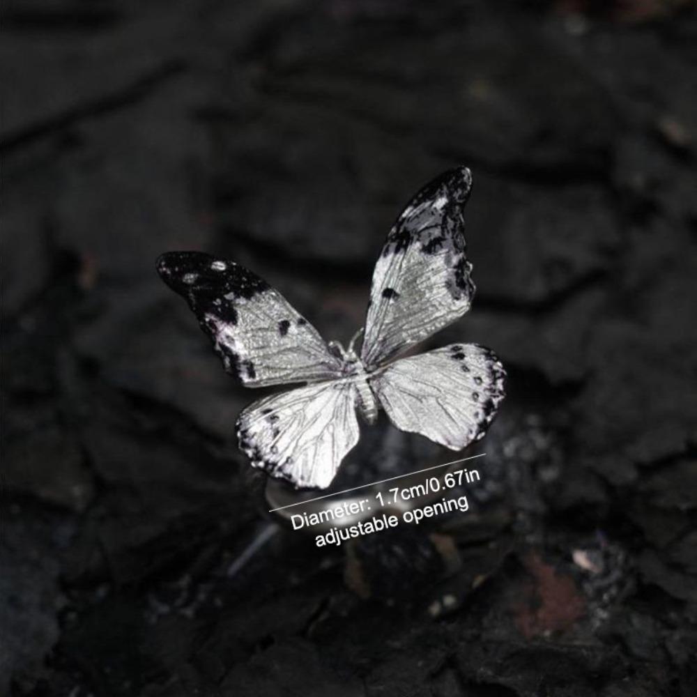 Vintage Realistic Butterfly Ring Shiny Opening Ring Stackable Dreamlike Butterfly Ring Decoration