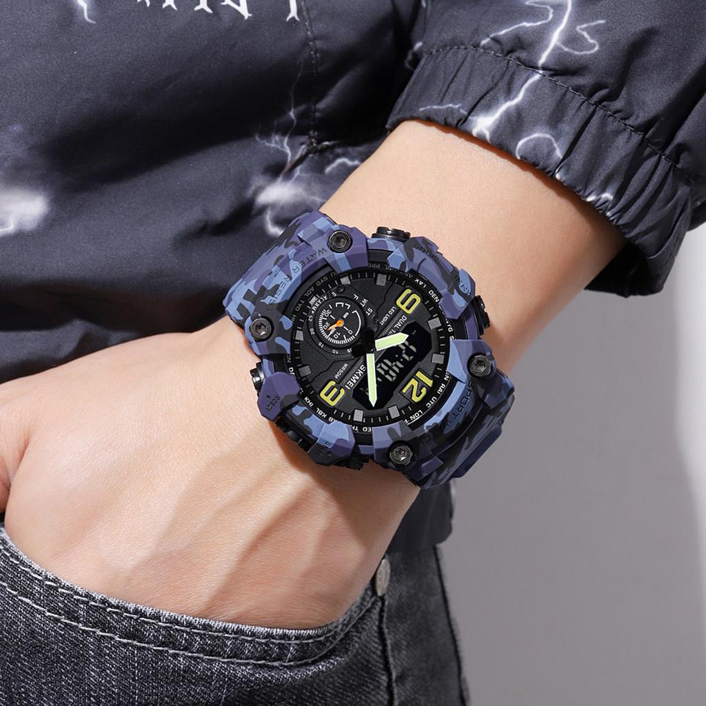 SKMEI 1965 Men Watch Professional 30M Water Resistant Double Display Double Movements GMT Time