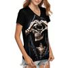 Футболка с V-образным вырезом и принтом черепа, повседневный топ с коротким рукавом на весну и лето, женская одежда, футболки женские