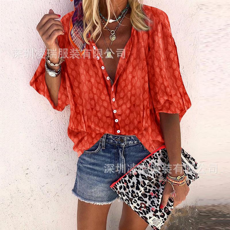 Женский весенне-осенний принт с длинным рукавом, свободный топ-рубашка с воротником