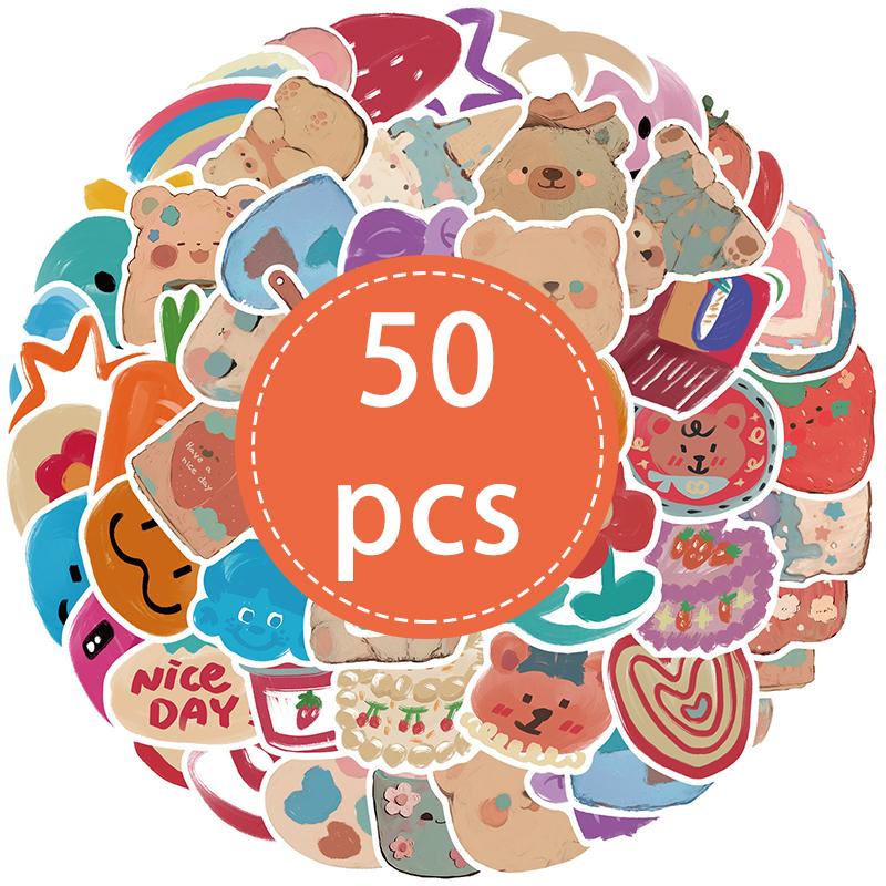 50PCS Cute Cartoon Bear Stickers Aesthetic Waterproof Vinyl Decals for Laptop Water Bottles Skateboard Scrapbook