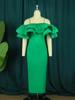 AOMEI Women Party Dress Ruffles Bodycon Sheath Spaghetti Strap Birthday Cold Shoulder Even Dresses