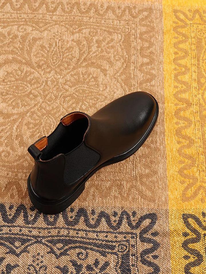 Осень-зима 2025 новые минималистичные челси на одной педали, средний каблук, черные ботинки мартин, женские ботильоны, толстый каблук, короткие ботинки