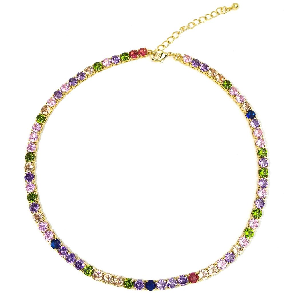 Vintage Colorful Zircon Square Necklace for Women - Elegant and Unique Statement Jewelry