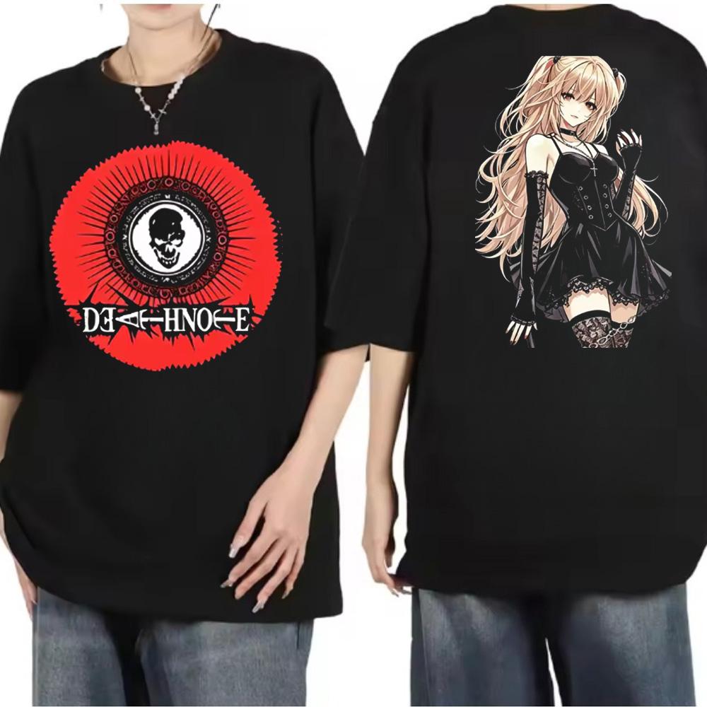 Death Note Misa Amane Rem Anime Graphic Tee 2026 Summer Oversized Streetwear Retro Print Vintage Washed T Shirt For Men Women