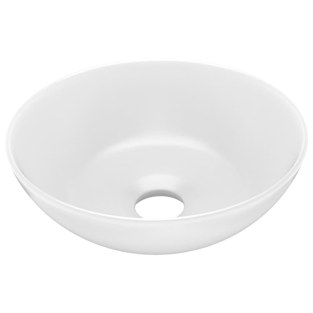Ceramic Wash Basin Matte White Round