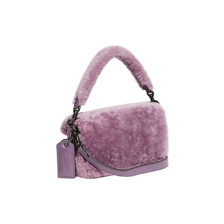 Coach Pillow 18 Removable Pendant Buckle Closure Wool Leather Handheld Crossbody Shoulder Bag Small Women bags Purple CC444-V5MO5