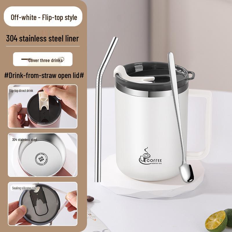 Drop-Proof 304 Stainless Steel Mug with Lid for Home, Office, or Dorm Use