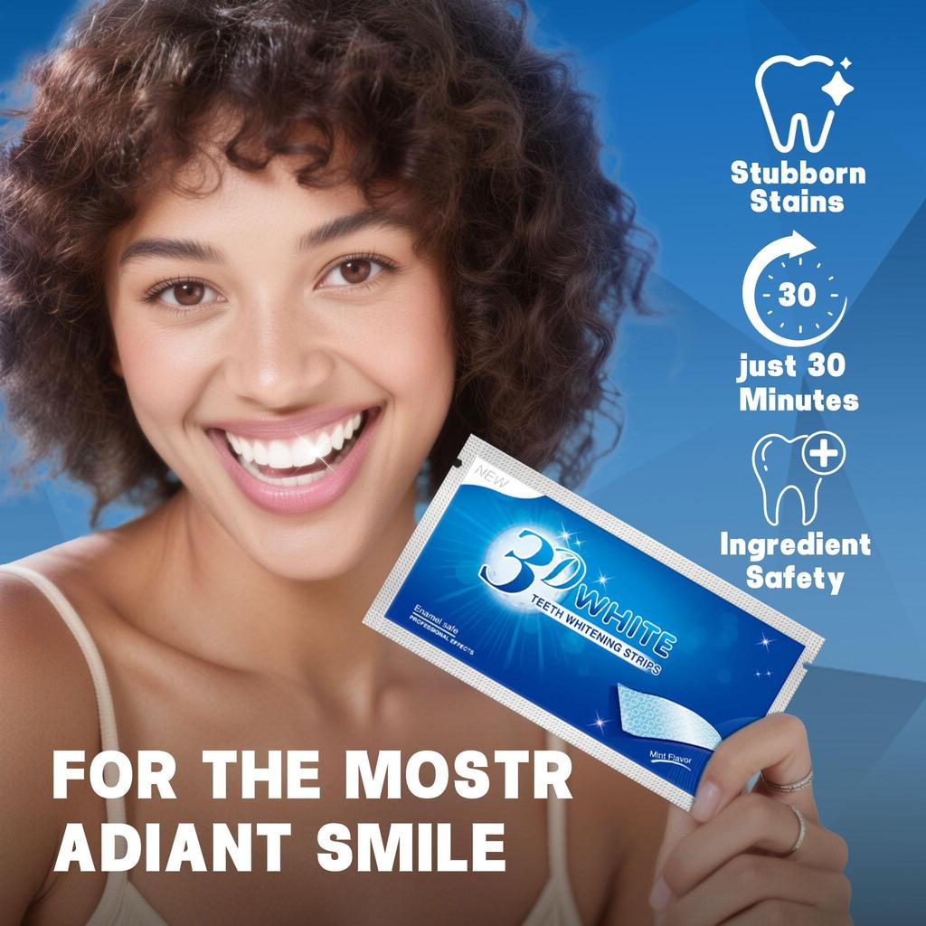 3D Whitening Strips For Sensitive Teeth, Enamel Safe& Gentle Formula, Reduces Sensitivity While Whitening,Hydrogen Peroxide Composition-7/14/21Pairs