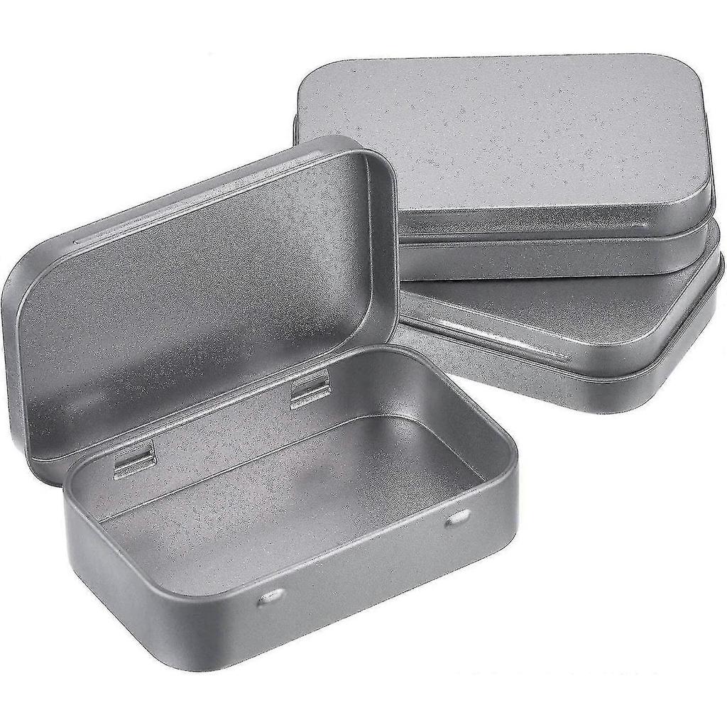 10 Piecesyaju Silver Metal Rectangular Empty Hinged Tins Box Containers Basic Necessities Tins Mini Portable Box Small Storage Kit Gift Card Tin Hold