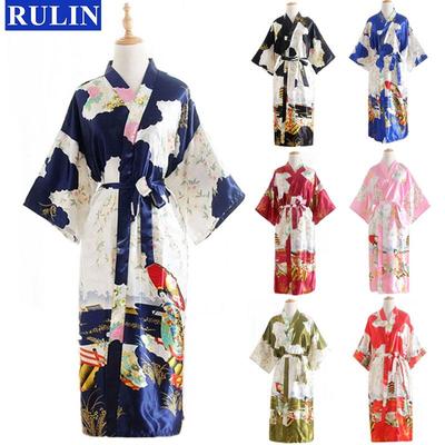 10 цветов, шелковое женское кимоно, халат, кардиганы для женщин, длинная одежда для сна, платье, пижама для женщин