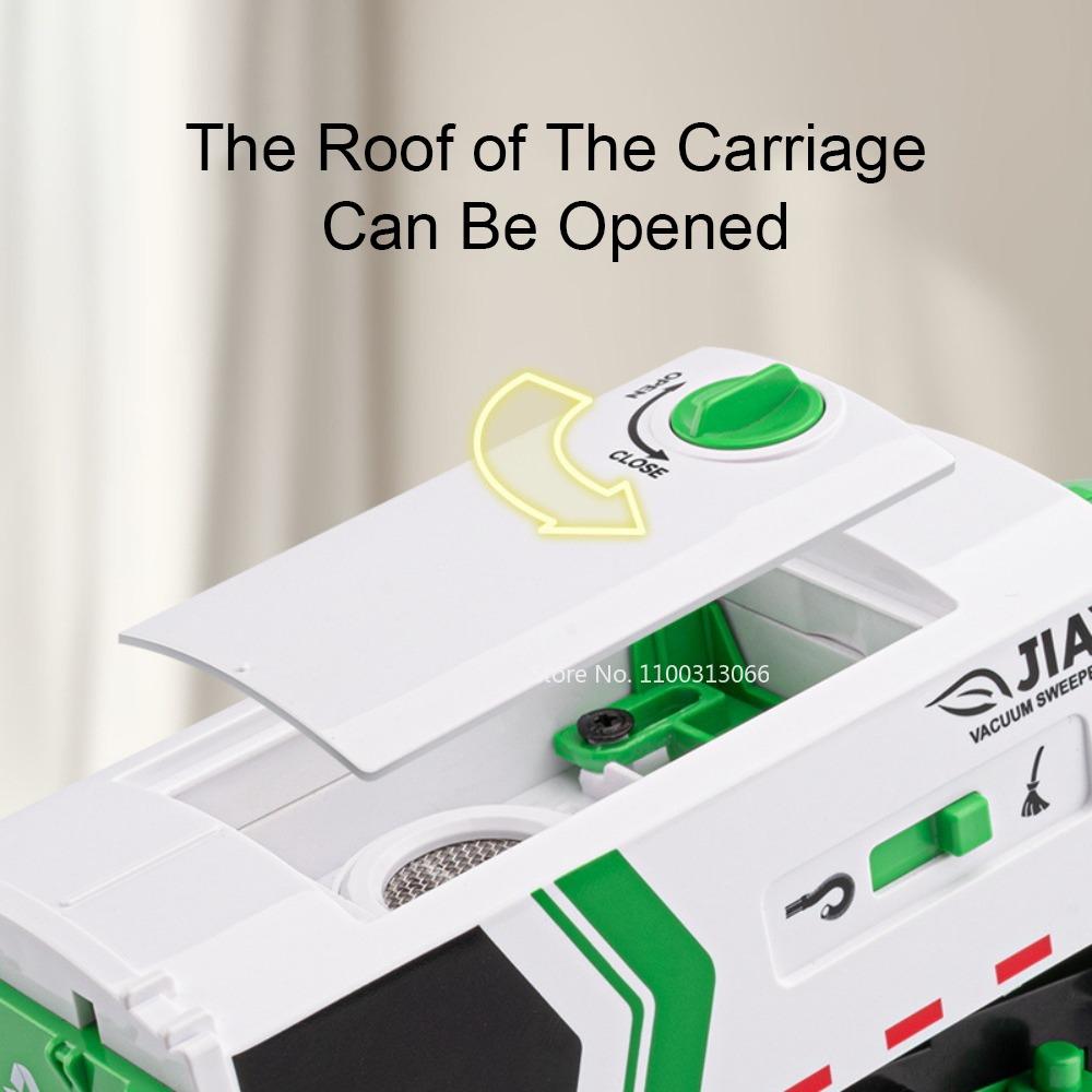 1:50 Scale Garbage Sanitation Truck Models Toys Cars Slide Forward Adjustable Carriage Miniature Vacuum Sweeper Model Ornament