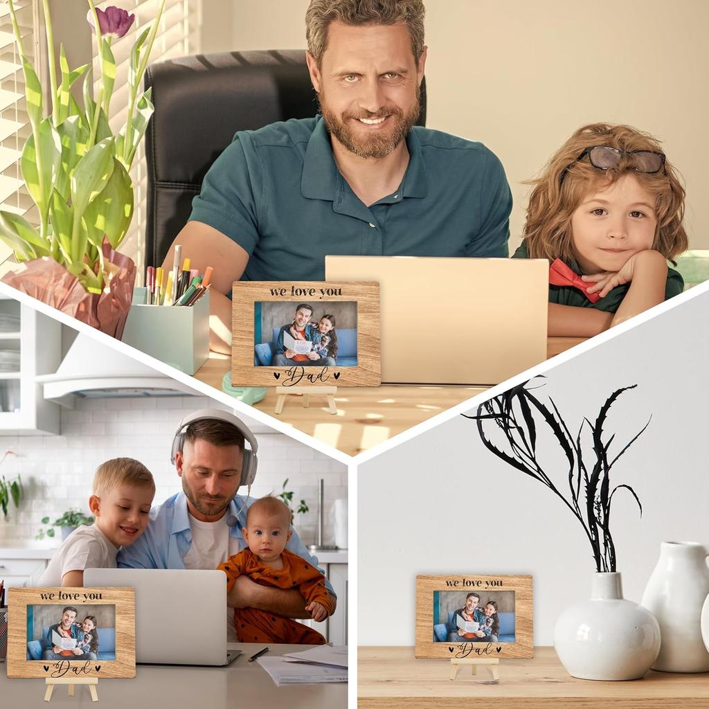 DETIHO Dad Picture Frame, Father's Day Picture Frames, Best Daddy Ever Gift,Birthday Gifts, We Love You Dad Photo Decor, Fit 4x6 Photo Wooden