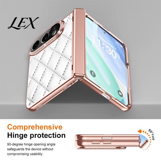 Hinge Protection Shell Faux Leather Phone Case for IPhone-Duo, with Screen Protector & Anti Fingerprint Cover Protection, Rhinestone Cover,