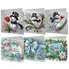 6PCS DIY Xmas Designs Rhinestone Diamond Art Mosaic Postcards Diamond Art Handmade Cards Thank You Cards and Holiday Blessings