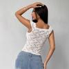 Новый летний сексуальный кружевной V-образный вырез, прозрачный, утягивающий и обтягивающий короткий топ