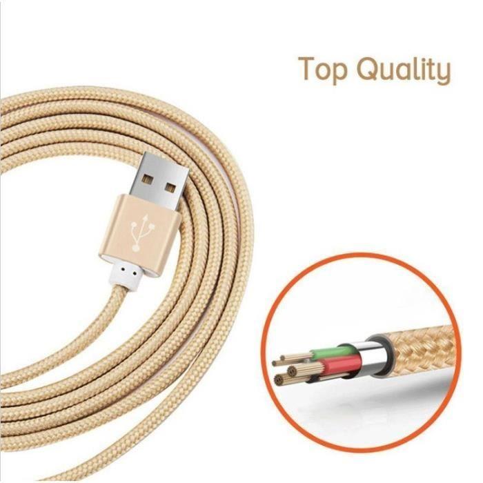 Cable Tressé Type C pour Huawei P9 Chargeur USB 1m Réversible Connecteur Syncronisation Nylon (OR)