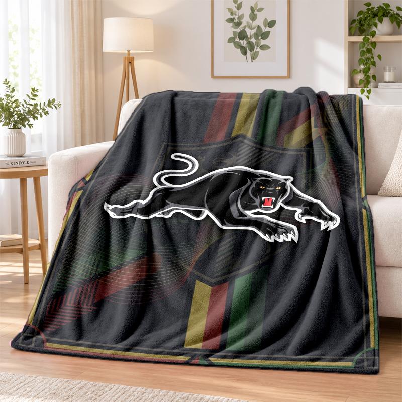 Penrith Panthers Printed Flannel Blanket Warm Comfort Bed Throw For Indoor Home Decoration