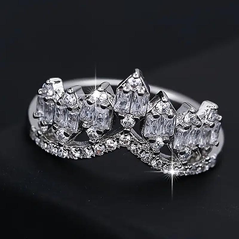 Xiaomi Huitan Chic Crown Shape Women Rings Luxury Silver Color Paved Crystal Cubic Zirconia Wedding Party Fashion Jewelry Fancy Gift