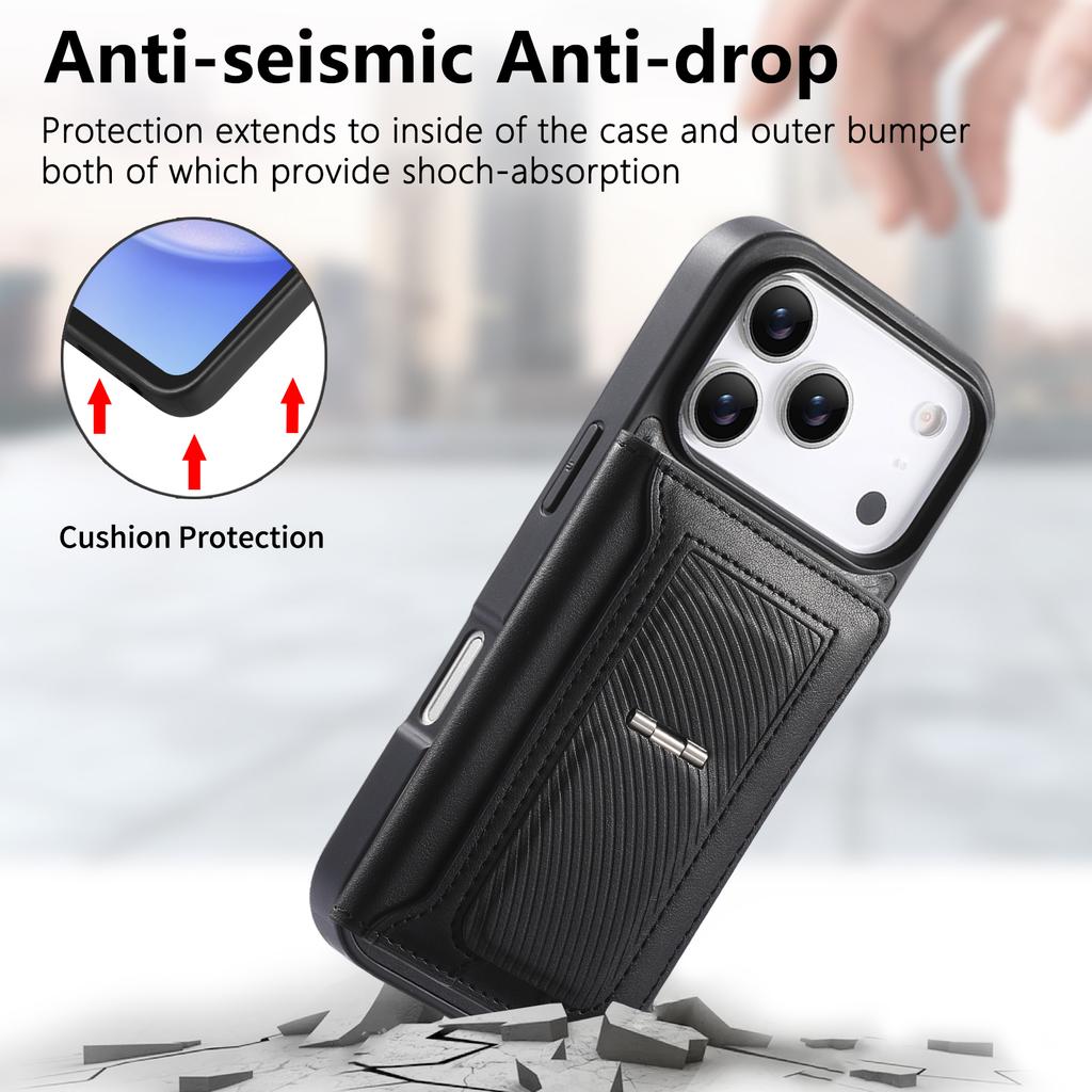 CASENEO Для iPhone 17 Pro Съемный Магнитный Чехол для Телефона с Держателем для Карт Подставкой TPU PU Кожа PC Чехол для Телефона Совместимый с MagSafe