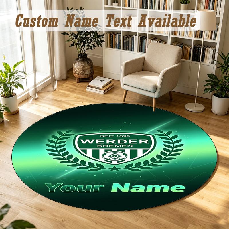 Round Rug Custom NameWerder Bremen FC Pattern Non Slip Carpet Home Floor Decor