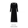 Kaslead New Arrival Women's Clothing Fashion Style Fashion Slim-Fitting Simple Velvet Lace Patchwork Dress