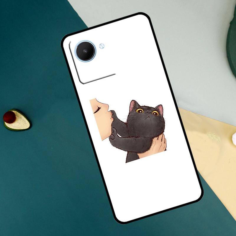 Милый мультяшный котенок с поцелуем Чехол для Realme GT7 Pro GT6 C67 C65 C63 C61 C55 C53 C51 C35 C71 C75 11 12 13 14 15 Pro Plus