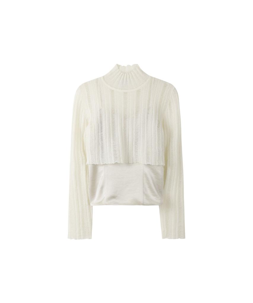 RECODE Layered Sheer Knit Top R0Wax25231Ivx