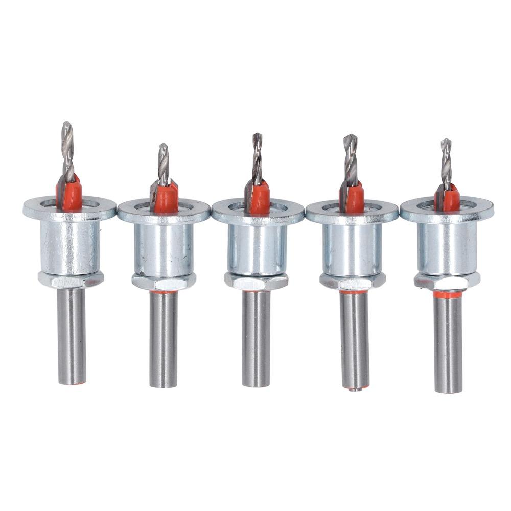5pcs 8mm Round Shank Adjustable Countersink Bit 2.8-4mm Cone Size Counterbore Bit For Metalworking