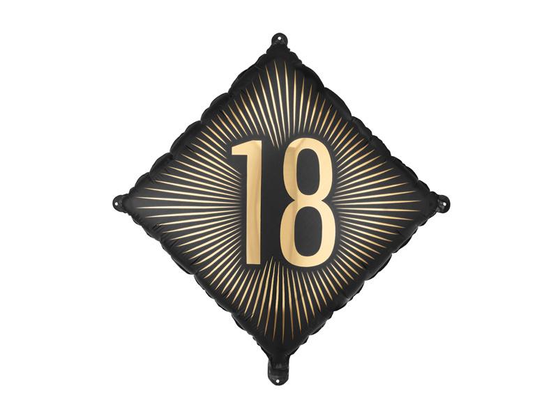 Black Gold Foil Balloon with "18" Inscription 46cm Birthday