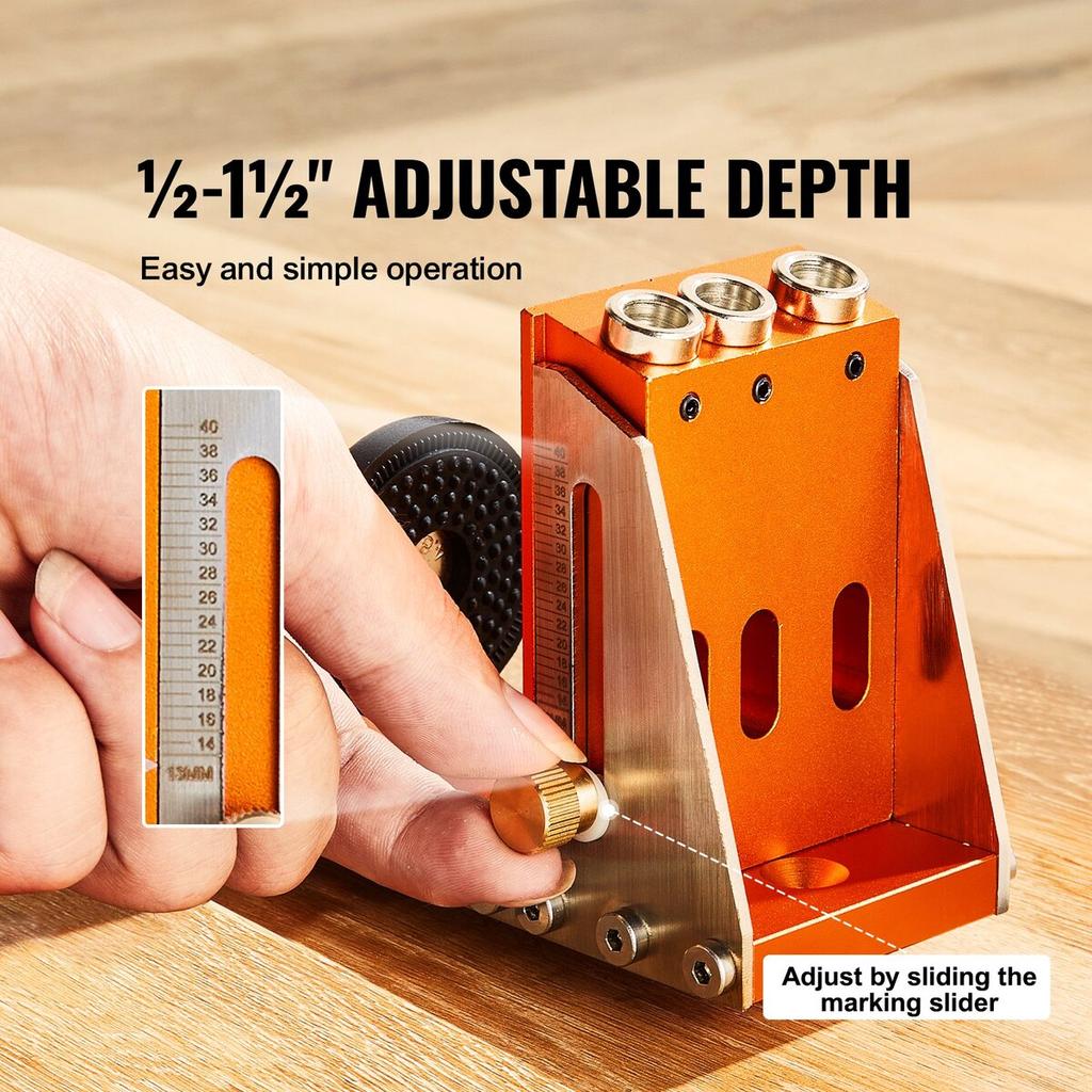 30 Pcs Pocket Hole Jig Kit, Adjustable & Easy to Use Pocket Hole Jig System with Step Drills, Wrenches, Drill Stop Rings, and Square Drive Bits, Dual
