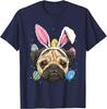 Pug Easter Bunny T-Shirt Cute Dog Wearing Bunny Ears Graphic Tee Spring Holiday Gift