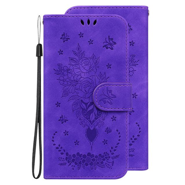 Чехол для Samsung Galaxy A30 A30s A31 A32 A33 A40 A41 A42 A50 A51 A52 A52s A53 A70 A71 A72 A73 5g A8 A7 Обложка книги с бабочкой и розой