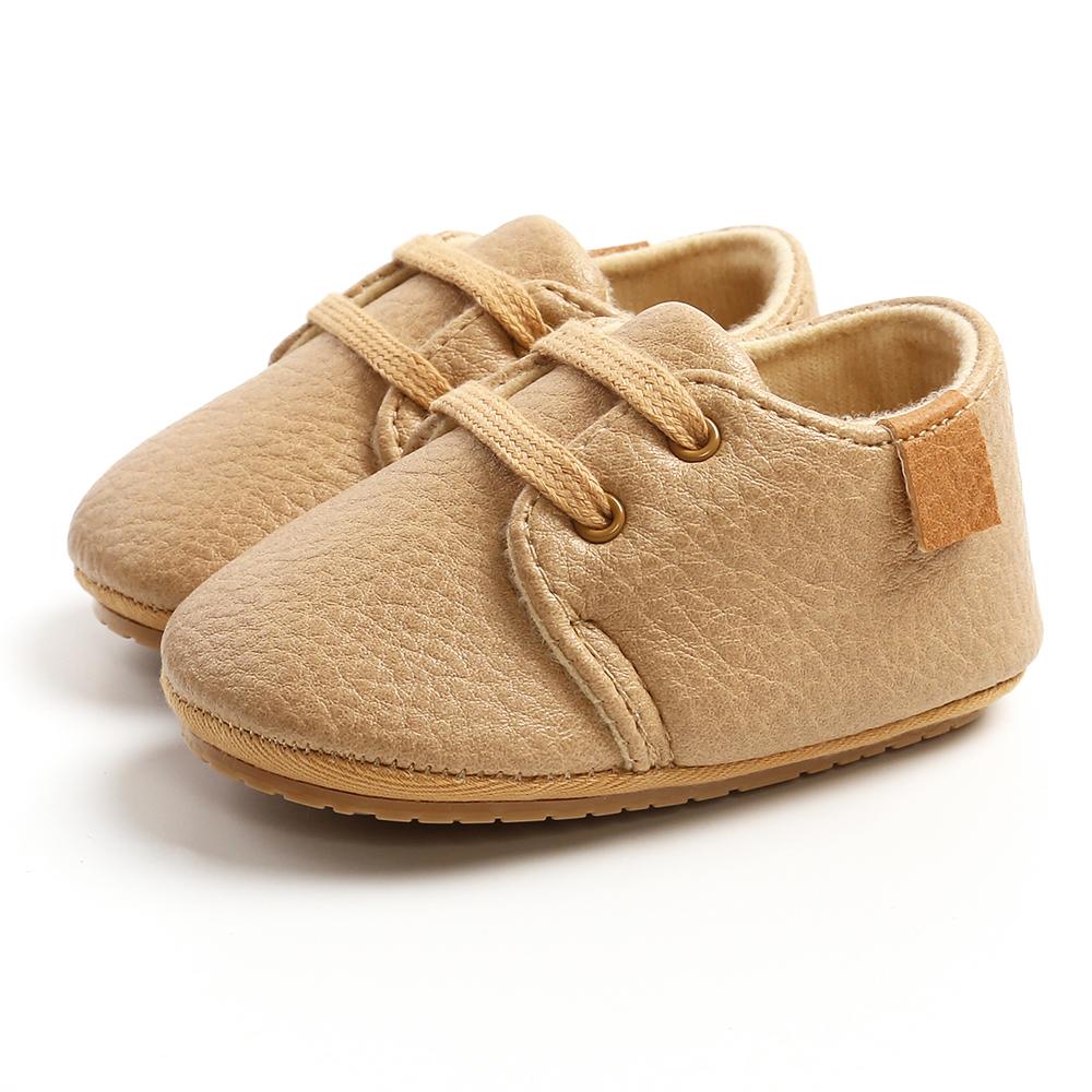 Citgeett 0-18M Newborn Baby Girls Boys First Walker PU Leather Solid/Leopard Print Soft Lace Up Cork Casual Shoes 7 Colors