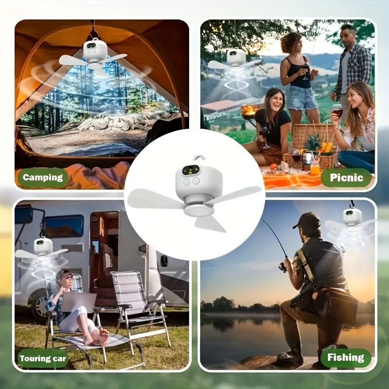 1pc Portable Outdoor Camping Fan With Light,8000mAh Rechargeable Hanging Fan With Remote Control, Four-speed, Perfect For Dorms Or Outdoor Adventures