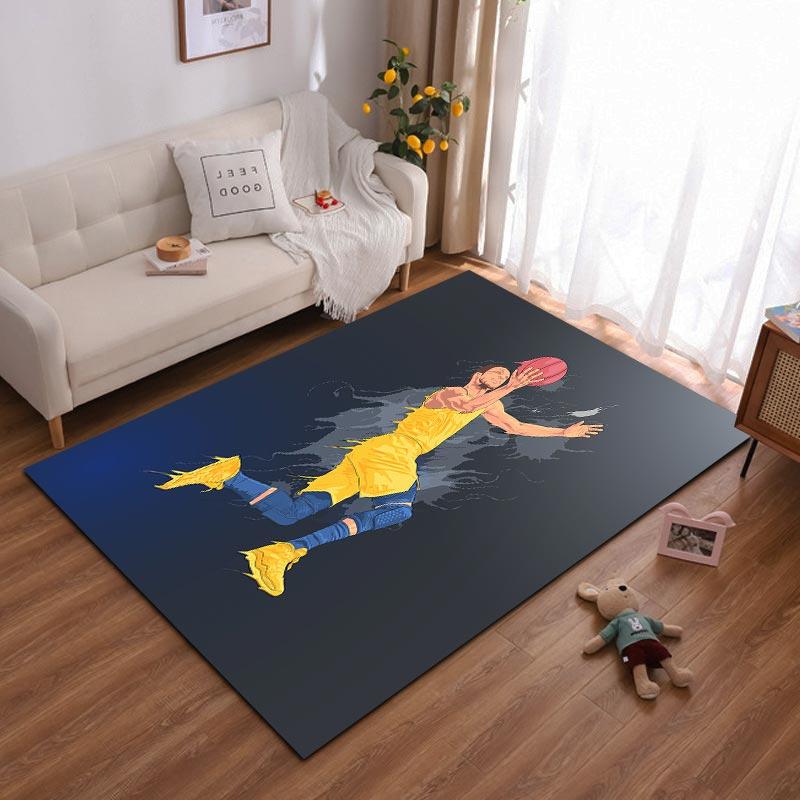 "Basketball Player Graphic Carpet with Blue and Yellow Design" Suitable for use as an anti-slip for living room bedroom sofas