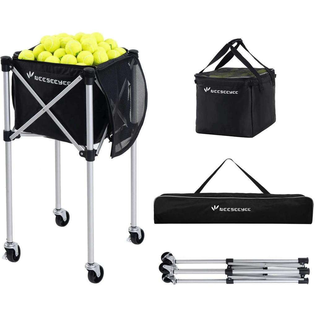 Tennis Ball Basket Holds 150 Balls Tennis Ball Basket Tennis Ball Cart Court Equipment Ball Basket Lock Pin for Practice Ball Storage Basket