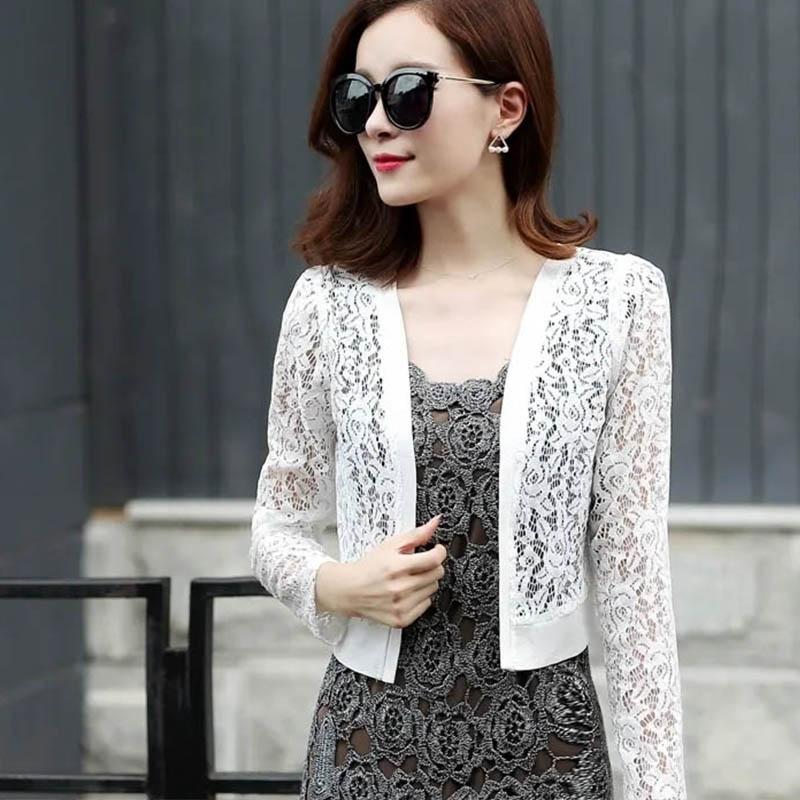Женский летний тонкий солнцезащитный крем с длинными рукавами, короткий дышащий кардиган, однотонная шифоновая кружевная одежда