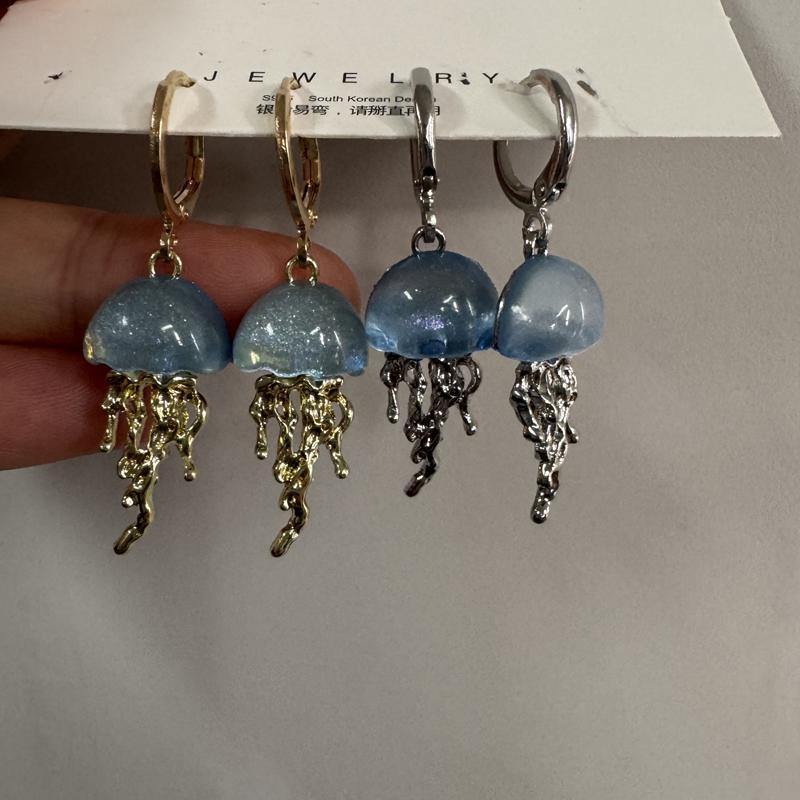 Милые голубые серьги-подвески с медузами для женщин, девушек, уникальный эстетичный шарм, 2000-е, Харадзюку, ЭМО, винтажные ювелирные украшения, аксессуары