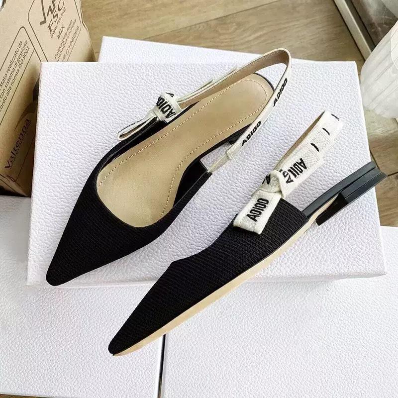 Женские вязаные полосатые сандалии D Brand на kitten heel с бантом